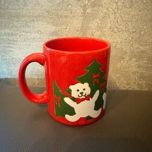 Red Christmas Mug with Bear Design